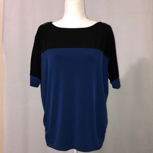 Jm collection navy blue black top women blouse